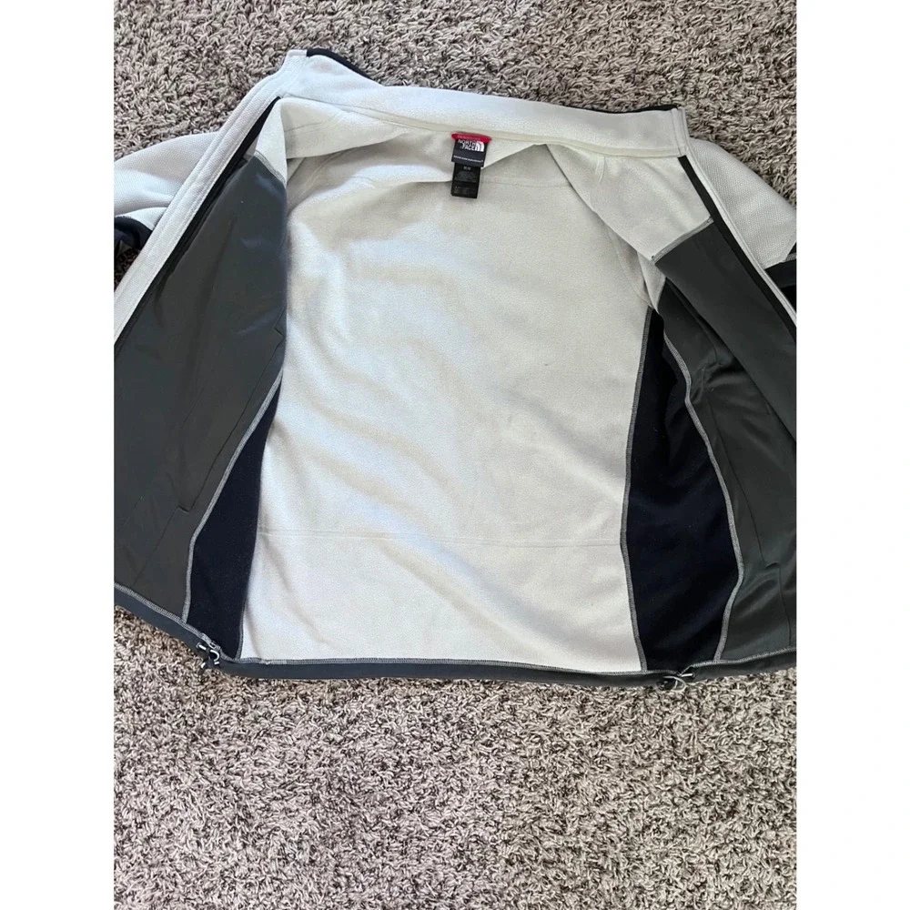 The North Face Mens Full Zip Fleece Jacket Grey Black Mock Neck Size M